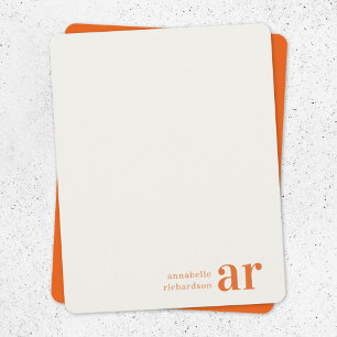 Tarjeta Pequeña Monograma Naranja retro de tipografía de época