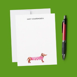 Tarjeta Pequeña Monograma Navideño de Dachshund Boho Lindo Amante 