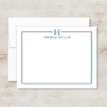 Tarjeta Pequeña Monograma Navy Blue Elegent Family Stationery<br><div class="desc">Este diseño presenta un borde doble delgado con espacio para un monograma y nombre/texto en la parte superior. Haga clic en el botón personalizar si desea ajustar los elementos de diseño y/o modificar el texto. En nuestra tienda, zazzle.com/store/doodlelulu, podrá encontrar variantes de este diseño, colores adicionales y productos de coordinación....</div>