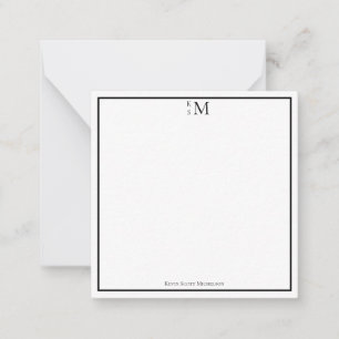Tarjeta Pequeña Monograma Negro Blanco Profesional Elegante