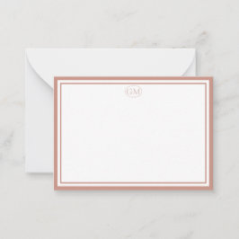 Tarjeta Pequeña Monograma negro minimalista elegante con dos borde