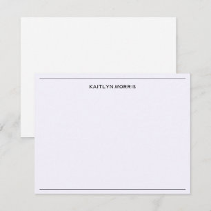 Tarjeta Pequeña Monograma negro moderno Casual púrpura ultra pálid