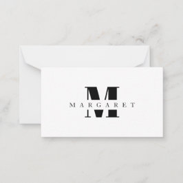 Tarjeta Pequeña Monograma negro moderno Minimalista simple