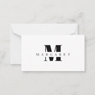 Tarjeta Pequeña Monograma negro moderno Minimalista simple