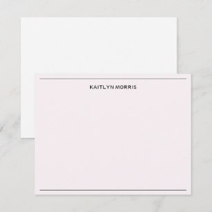 Tarjeta Pequeña Monograma Negro Moderno Rosa Pálido Ultra Casual