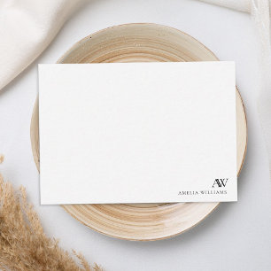 Tarjeta Pequeña Monograma negro y blanco minimalista
