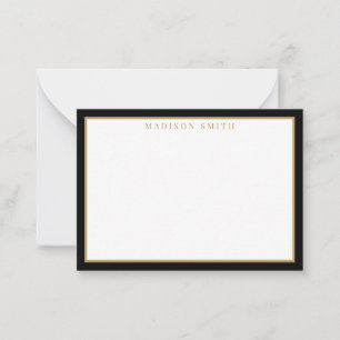 Tarjeta Pequeña Monograma negro y dorado minimalista