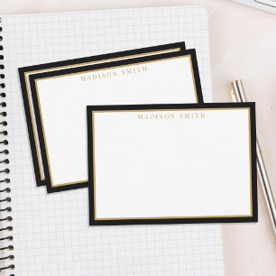 Tarjeta Pequeña Monograma negro y dorado minimalista