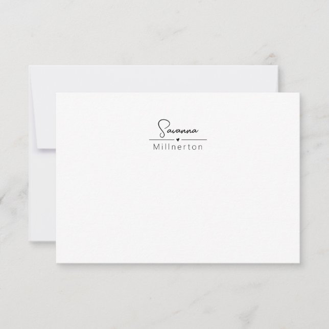 Tarjeta Pequeña Monograma Neutral Moderno Minimalista Elegante (Anverso)
