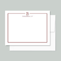 Monograma personal Stationery inicial rojo oscuro