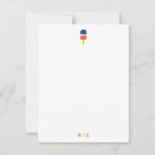 Tarjeta Pequeña Monograma personalizado de color azul coral popsic
