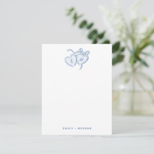 Tarjeta Pequeña Monograma personalizado de corazones dibujados a m