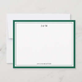 Tarjeta Pequeña Monograma personalizado de pareja clásico verde