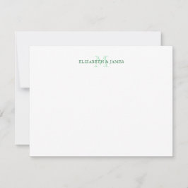 Tarjeta Pequeña Monograma personalizado de pareja vintage verde sa