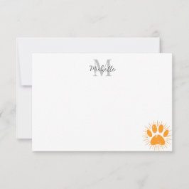 Tarjeta Pequeña Monograma Personalizado de Pata de Perro con Rayos