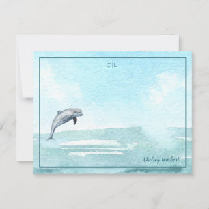 Tarjeta Pequeña Monograma personalizado de Personalizado de delfin