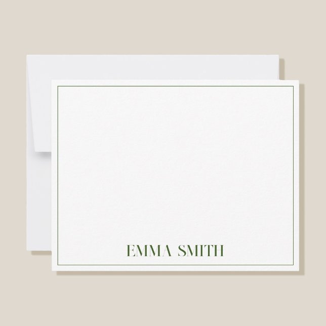 Tarjeta Pequeña Monograma personalizado mínimo de Moda verde (Subido por el creador)