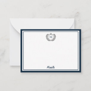 Tarjeta Pequeña Monograma Personalizado mínimo Nombre emblema Escu