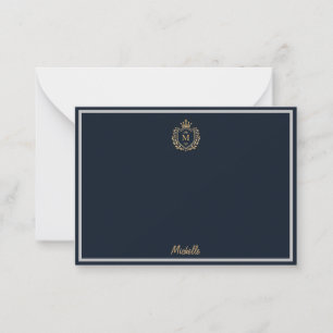 Tarjeta Pequeña Monograma Personalizado mínimo Nombre emblema Escu