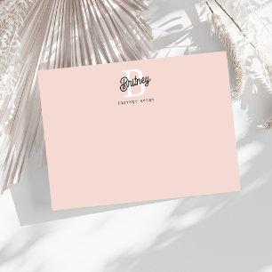 Tarjeta Pequeña Monograma Personalizado Moderno y Nombre Rosa Past