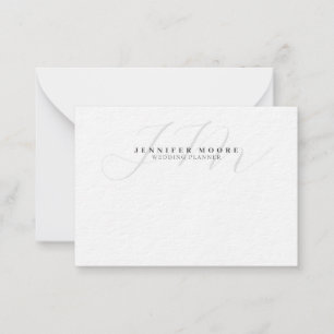 Tarjeta Pequeña Monograma profesional de escritura simple en blanc