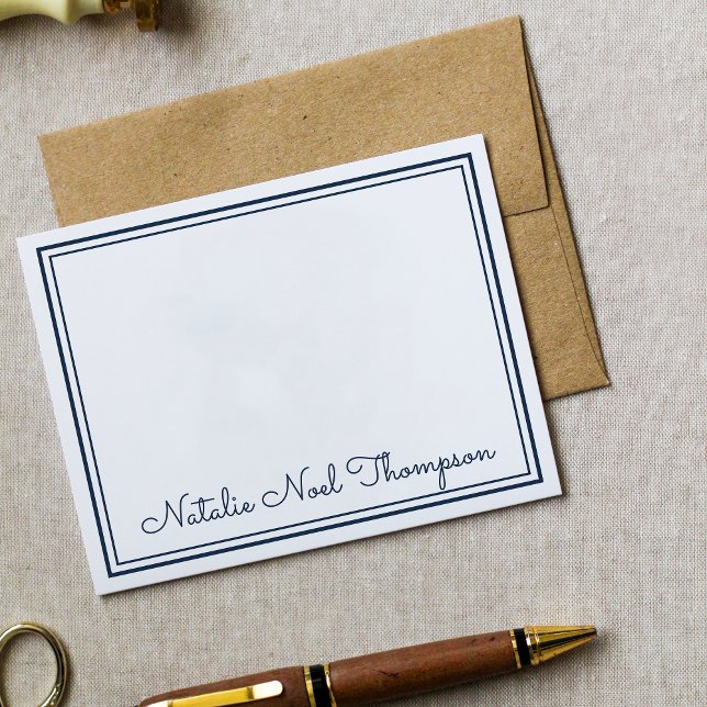 Tarjeta Pequeña Monograma profesional personalizado Navy azul (Subido por el creador)