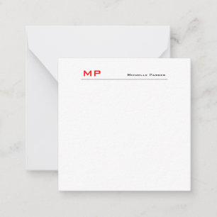 Tarjeta Pequeña Monograma profesional rojo blanco Minimalista
