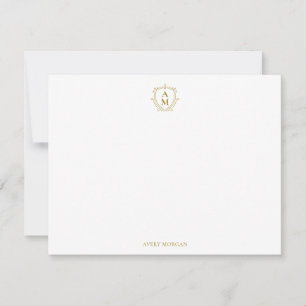 Tarjeta Pequeña Monograma real Escudo de lujo oro personalizado