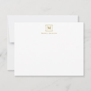 Tarjeta Pequeña Monograma real Escudo de lujo oro personalizado