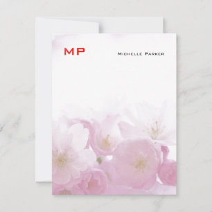 Tarjeta Pequeña Monograma Rojo Floral Profesional Llanto Minimalis