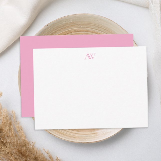 Tarjeta Pequeña Monograma rosa minimalista (Subido por el creador)