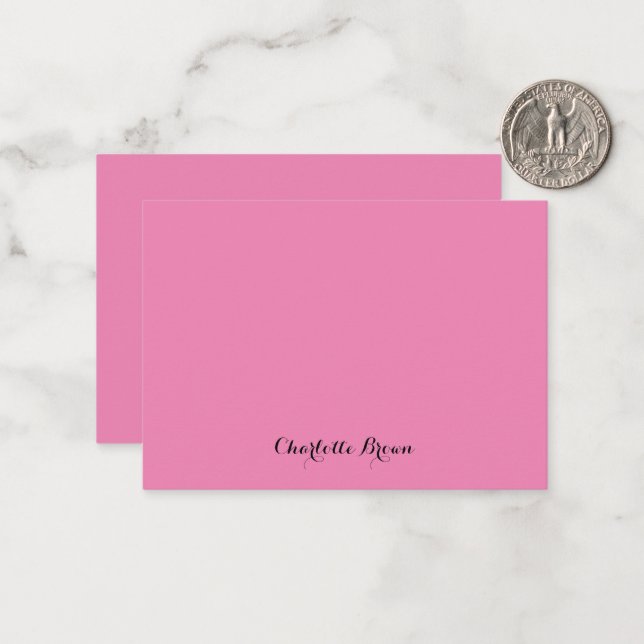 Tarjeta Pequeña Monograma Rosa Moderno Feminino Minimalista (Anverso/Reverso In Situ)