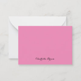 Tarjeta Pequeña Monograma Rosa Moderno Feminino Minimalista