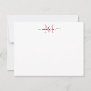 Tarjeta Pequeña Monograma rosa Rubor elegante y moderno