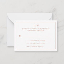 Tarjeta Pequeña Monograma rosa simple Rosa Mini Wedding RSVP