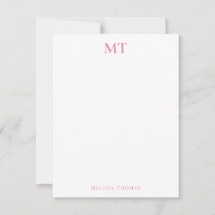 Tarjeta Pequeña Monograma rosa simple y elegante