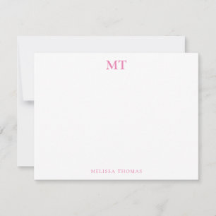 Tarjeta Pequeña Monograma rosa simple y elegante
