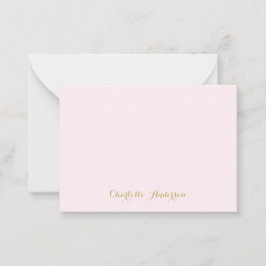 Tarjeta Pequeña Monograma Rubor rosa oro moderno Minimalista