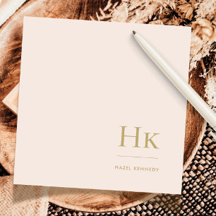 Tarjeta Pequeña Monograma Rubor Simple Feminine Social Notecard