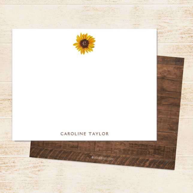 Tarjeta Pequeña Monograma Rústico de girasol Madera Oscura Persona (Subido por el creador)