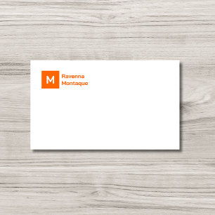 Tarjeta Pequeña Monograma Simple Atardecer Naranja Personalizado S