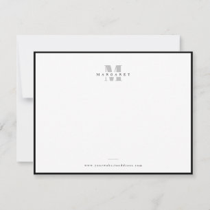 Tarjeta Pequeña Monograma Simple de Letra Negrita Gris Chic Nombre