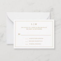 Monograma simple de oro antiguo Mini boda RSVP