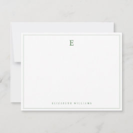 Tarjeta Pequeña Monograma Simple Elegante de Doble Borde Verde Sal