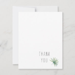 Tarjeta Pequeña Monograma simple en blanco tropical Gracias