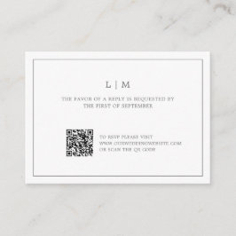 Tarjeta Pequeña Monograma simple gris oscuro de código QR Boda RSV