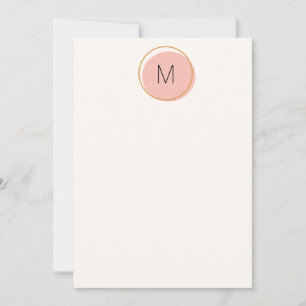 Tarjeta Pequeña Monograma simple Minimalista rosa y dorado