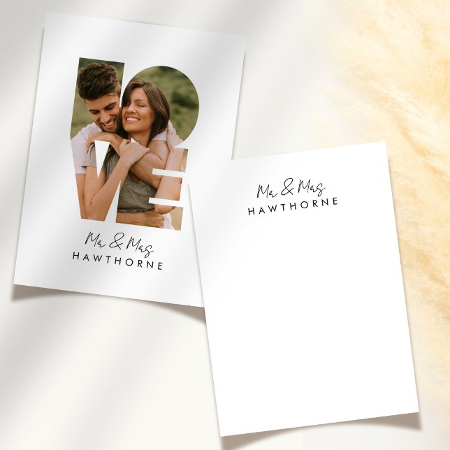 Tarjeta Pequeña Monograma simple moderno Boda de pareja (Subido por el creador)