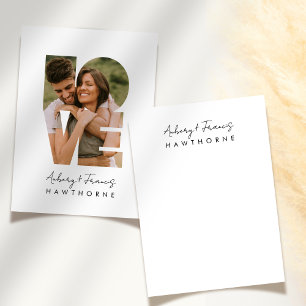 Tarjeta Pequeña Monograma simple moderno Boda de pareja