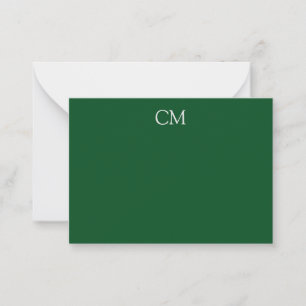 Tarjeta Pequeña Monograma simple verde oscuro